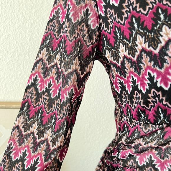 Vintage Iz Byer Womens Baby Doll Top Sz L 90S Y2K Rachel Boho Hippie Chevron 70s - Picture 2 of 10